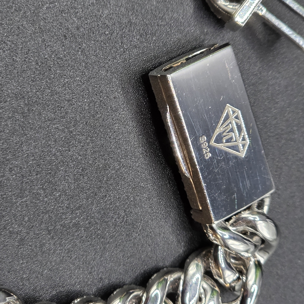 π₯ 12mm Moissanite Cuban Link Bracelet β S925 Solid Silver π₯ - Picture 4 of 6